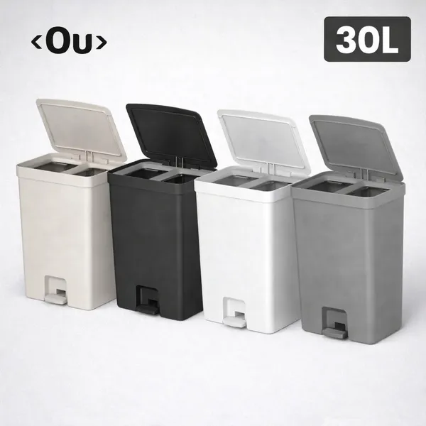 Lixeira Dupla 30L com Pedal para Cozinha – Coleta Seletiva Orgânico e Reciclável OU Trium