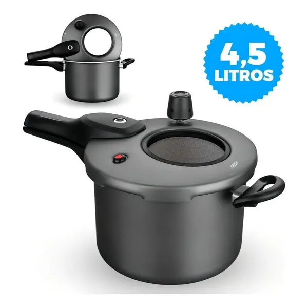 Panela de Pressão 4,5L Com Visor de Vidro Antiaderente MTA CORES