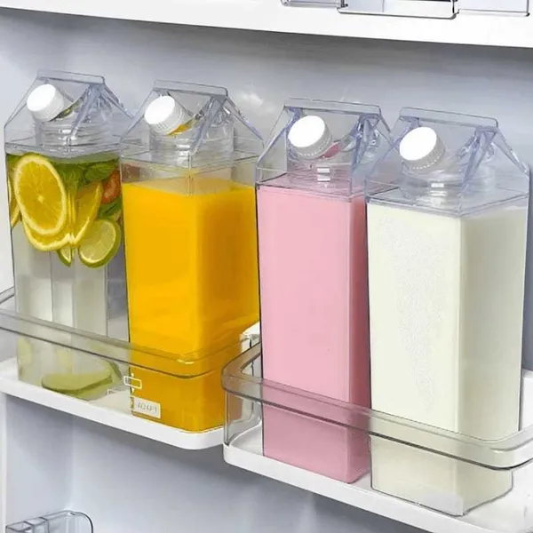 Garrafas 1000mlDe Acrílico Transparente Caixa De Leite Geladeira Leite Suco Bebidas Água Chá