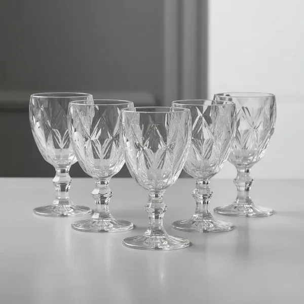 JOGO DE 6 TAÇAS DE VIDRO DIAMOND 340ML TRANSPARENTE