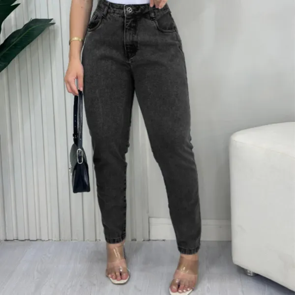 Calça Jeans MOM Grafite 100% Algodão Premium