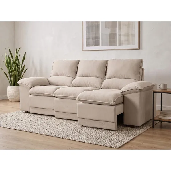 Sofá Plaza 2,30m com Molas no Assento Retrátil e Reclinável Velosuede - NETSOFAS