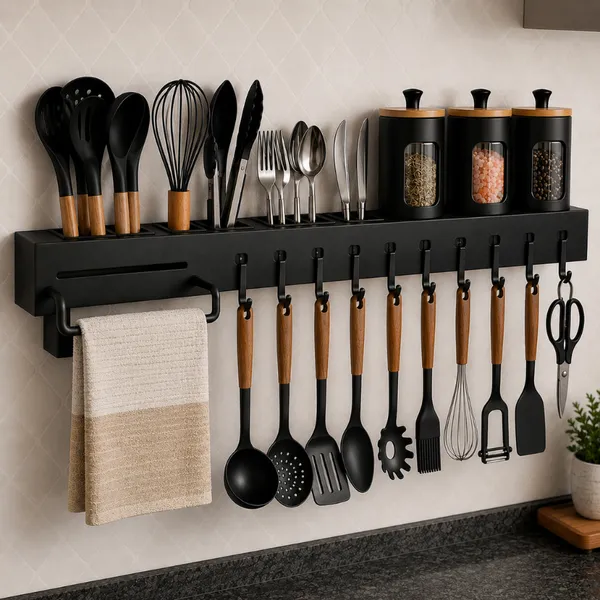 SUPORTE PARA ARMAZENAMENTO DE FACAS GANCHOS TALHERES UTENSÍLIOS DE COZINHA DE FERRO