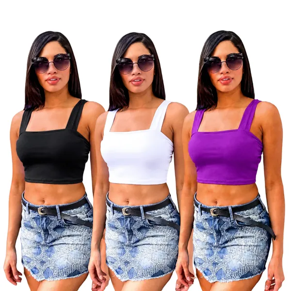 KIT 3: Cropped Alça Grossa Suplex - Várias Combinações