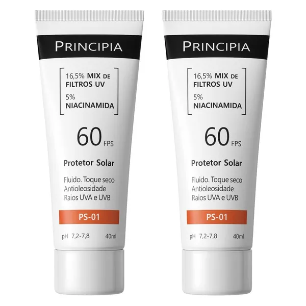 Kit 2 Protetores  Solares  Faciais Principia PS-01 FPS 60