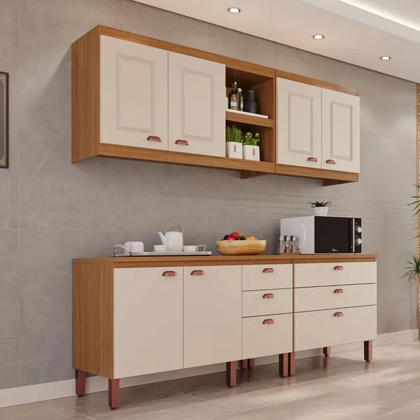 Cozinha Genebra Modulada Composta por 04 módulos 100% MDF com Armários e Balcões