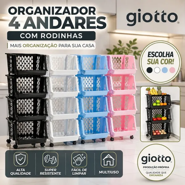 Cesto Fruteira De Chão Modular 4 Andares Organizador Fruteira utensilios quarto casa Detalhe Vazado