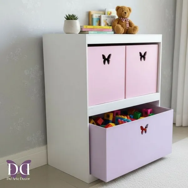 Organizador de Brinquedos  Bancada Infantil 3 Gavetas em MDF