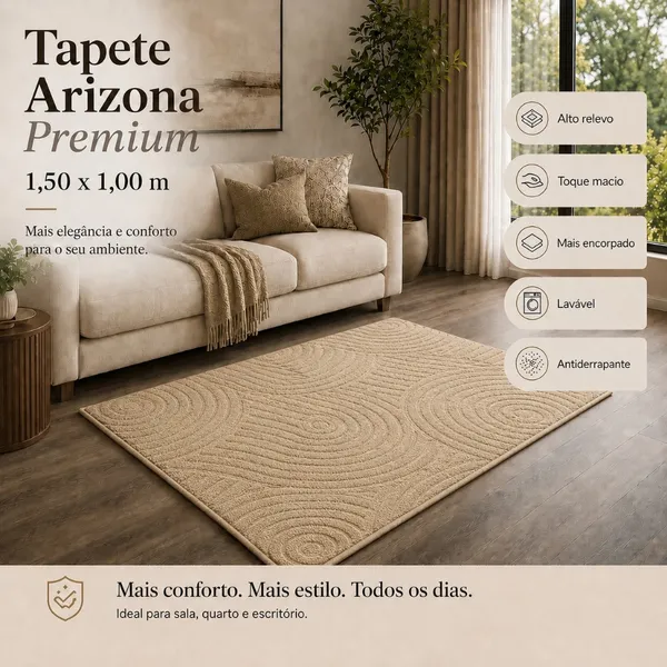 Tapete Sala 1,00x1,50 Alto Relevo Moderno Premium Macio Antiderrapante Quarto Decorativo