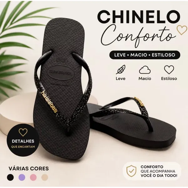Chinelo Feminino com detalhe Leve Confortável Para o Dia a Dia Delicado
