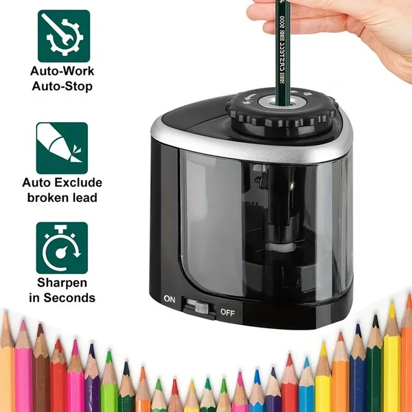 Apontador De Lápis Elétrico Automático-Design De Mesa Para  De 6-8 Mm-Perfeito Estudantes E Uso Em Escritório