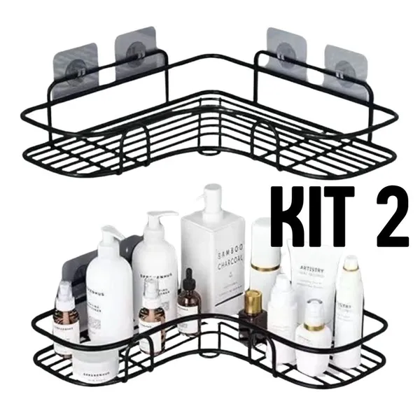 Kit 2 Prateleiras  Suporte Com Alto Adesivos Para Parede Banheiro Cozinha lavanderia Shampoo