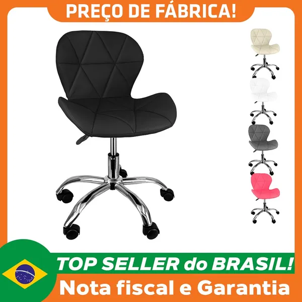 CADEIRA SLIM OFFICE ESTOFADA BASE GIRATÓRIA CROMADA