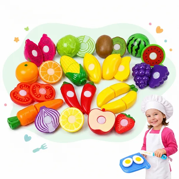Kit Frutinhas Comidinhas 12 Peças Com Velcro De Cortar Brinquedo Cozinha Infantil De Cortar Kizumba