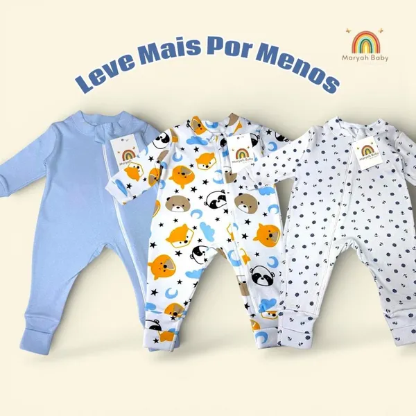 KIT 3 MACACÃO ESTAMPADO MENINO LINDO 100% ALGODÃO