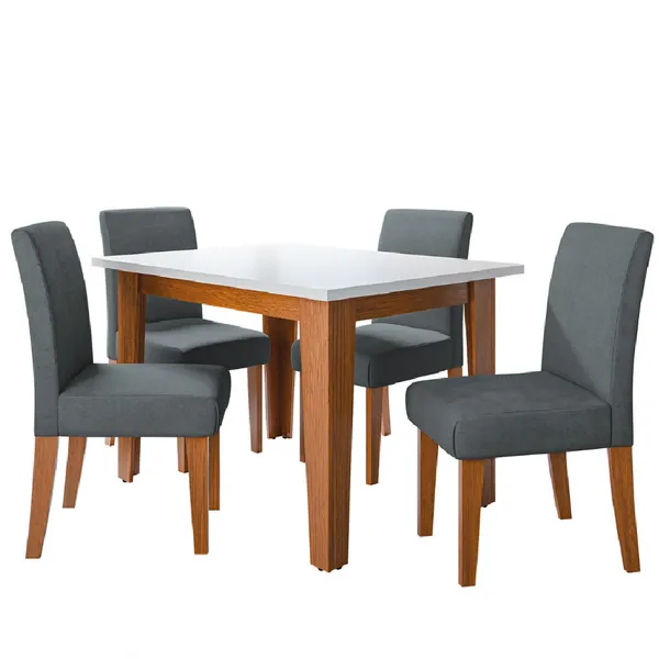 CONJUNTO SALA DE JANTAR MESA MIAMI 1,20M 4 CADEIRAS TRIESTE DOBUÊ