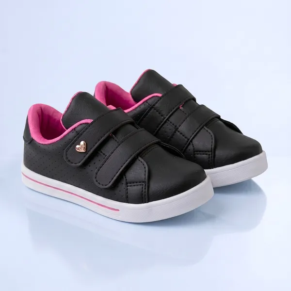 Kidstep Tenis Infantil Feminino Casual Preto Com Pink