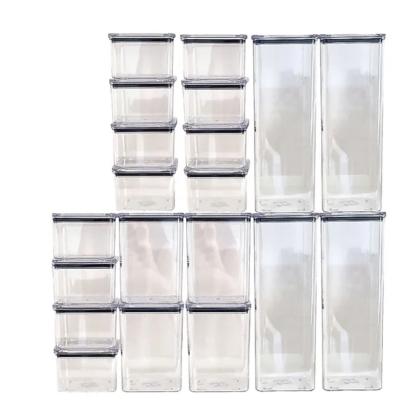 KIT 20 POTES HERMÉTICOS ACRÍLICOS 2,3LITROS 1,1LITRO 480ML ORGANIZAÇÃO