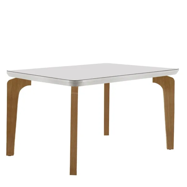 MESA SALA DE JANTAR LIZ 120CM EM MDF E VIDRO COM CANTO COPO