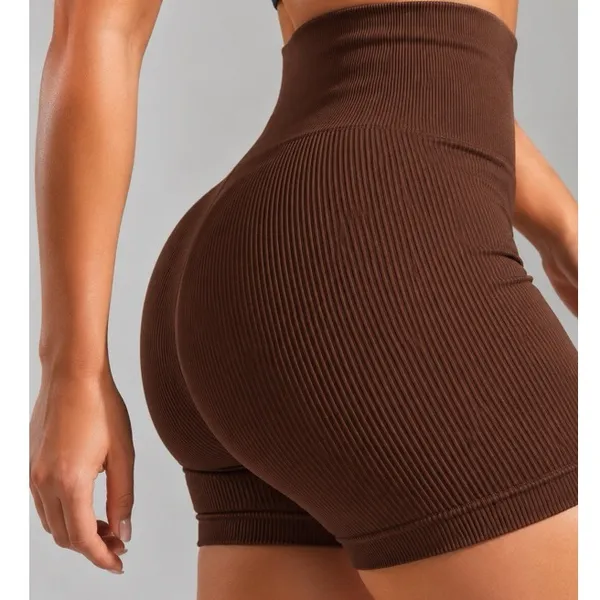 Short Fitness Canelado Feminino Sem Costura Zero Trasnparência Academia Premium