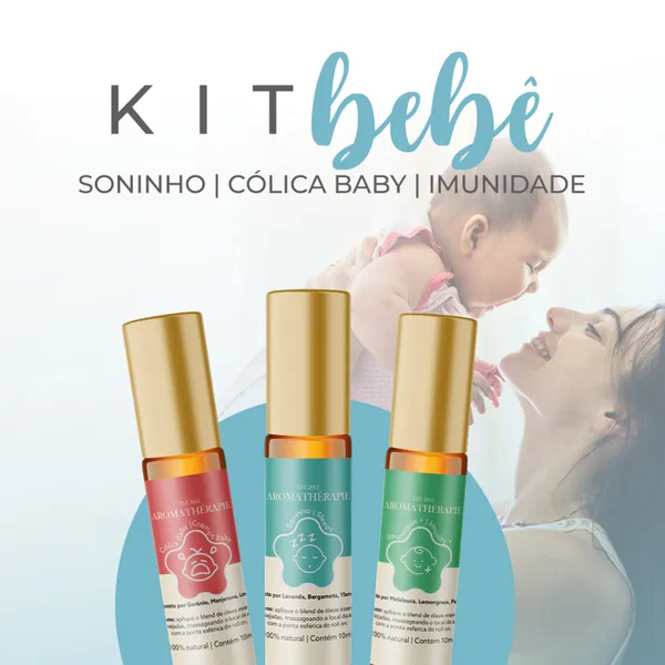 Kit 3 Aromaterapia Bebê Natural Blend Óleos Essenciais Aromathérapie