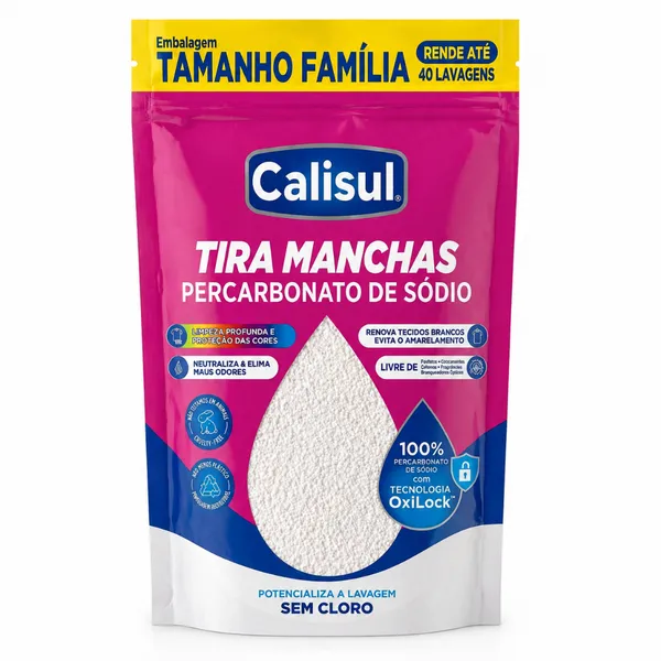 Percarbonato 100% Puro Tira Manchas para Roupas Brancas e Coloridas