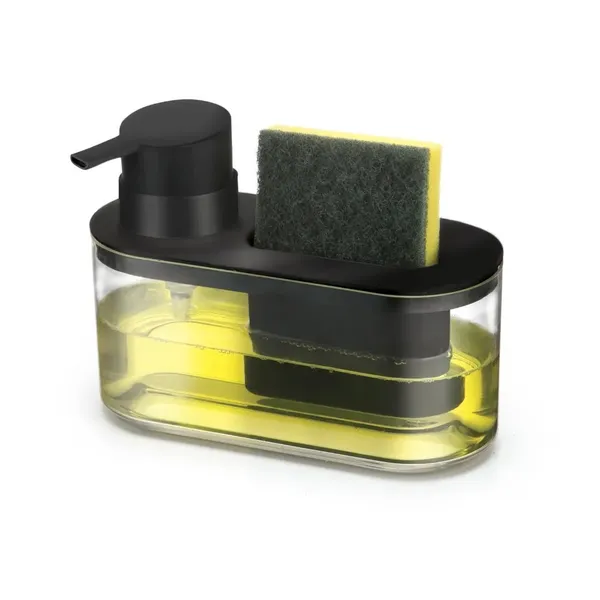 DISPENSER DETERGENTE SUPORTE PARA ESPONJA BUCHA 500ML PRETO PORTA DETERGENTE DE PIA COZINHA ARTHI