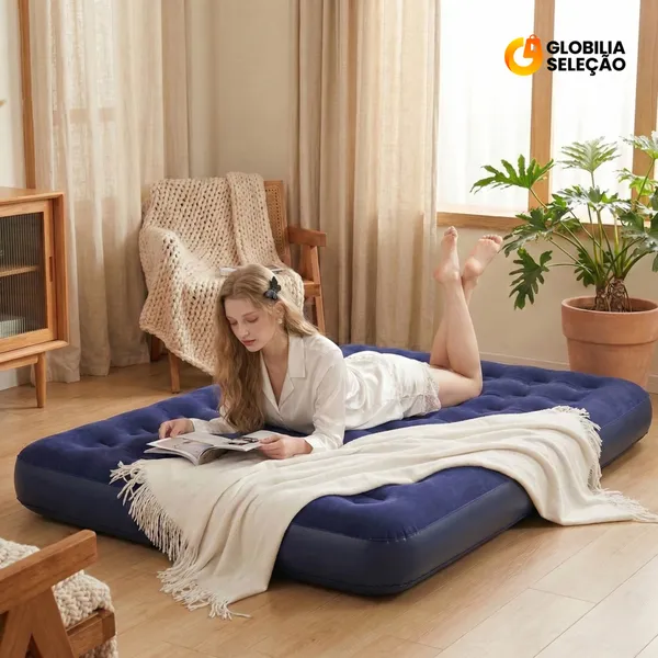 Colchão Inflável Casal/Solteiro Multiuso Casa Praia Camping