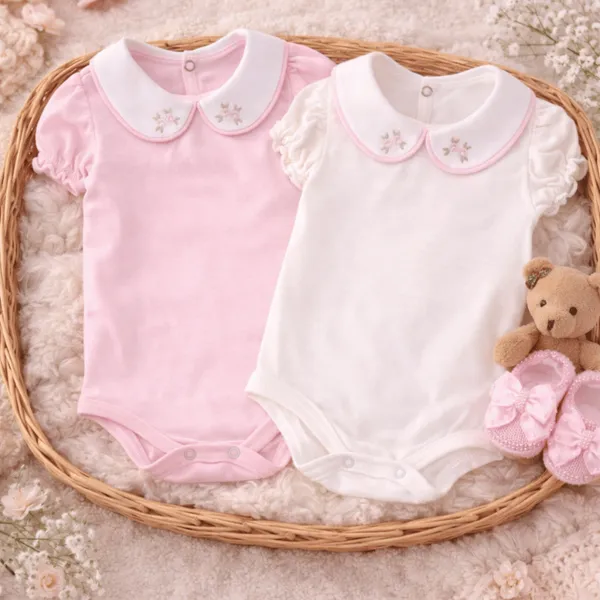 Kit 2 Bodys Menina Verão Manga Curta RN ao G 100% Algodão