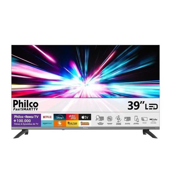 SMART TV PHILCO P39CRA 39" FULL HD DLED CINZA COM ROKU TV BIVOLT
