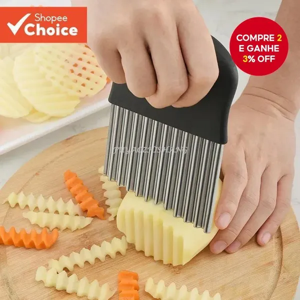 Aço Inoxidável Cortador de Cozinha Batata Chip Massa Vegetal Frutas Ondulado Fritar Gadget