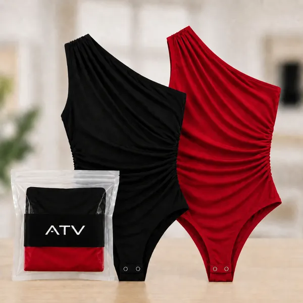 KIT 2 BODY FEMININO UM OMBRO BODY DRAPEADO ELEGANTE BODY FEMININO MANGA MULA BODY FEMININO ESTILOSO