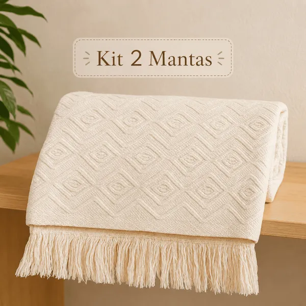 Kit 2 Manta Para Sofá 3,00 x 1,80M King Gigante  100% Algodão Protetor Decoração Luxo