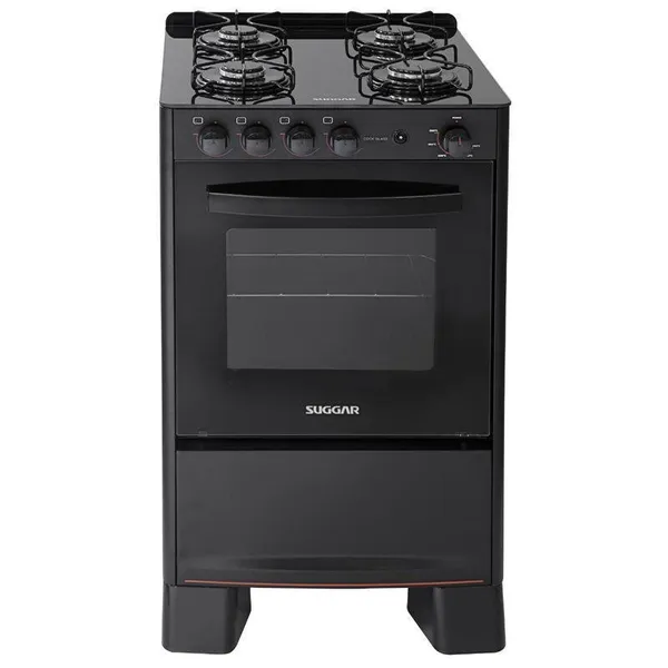 FOGÃO 4 BOCAS SUGGAR COOK GLASS MESA DE VIDRO PRETO BIVOLT - FGVCG410PT