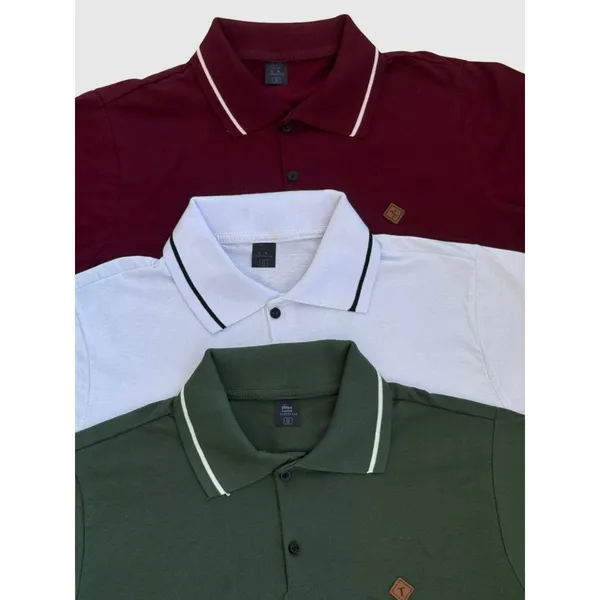 Kit 3 e 2 Camiseta Gola Polo Masculina 100% Algodão Cores Basicas Coloridas Camisa Para Homem