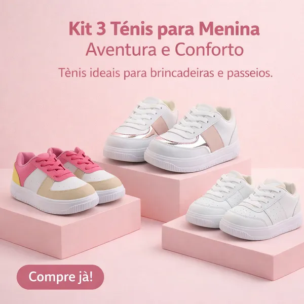 Kit 3 Tênis Para Menina | Tênis Ideais Para Brincadeiras e Passeios Do 20 ao 27 | COMPRE JÁ!