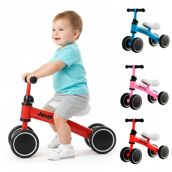 Bicicleta De Equilíbrio Infantil Andador Sem Pedal 4 Rodas Aprender a Andar Azul Rosa Vermelho Bebê Presente Bike