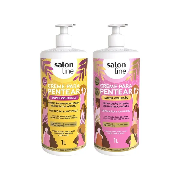 Kit Volume e Controle dos Fios com Creme para Pentear Salon Line