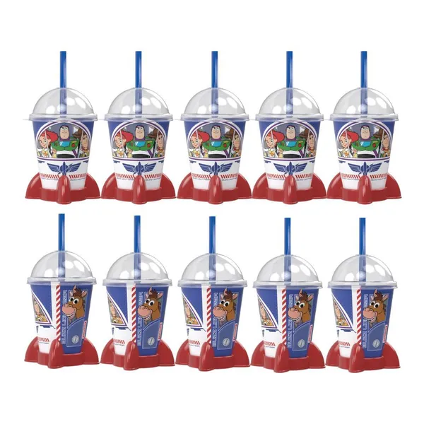Kit 10 Copos Toy Story Woody Buzz Jessie Foguete Lembrancinha Aniversário Festa Infantil Plasútil