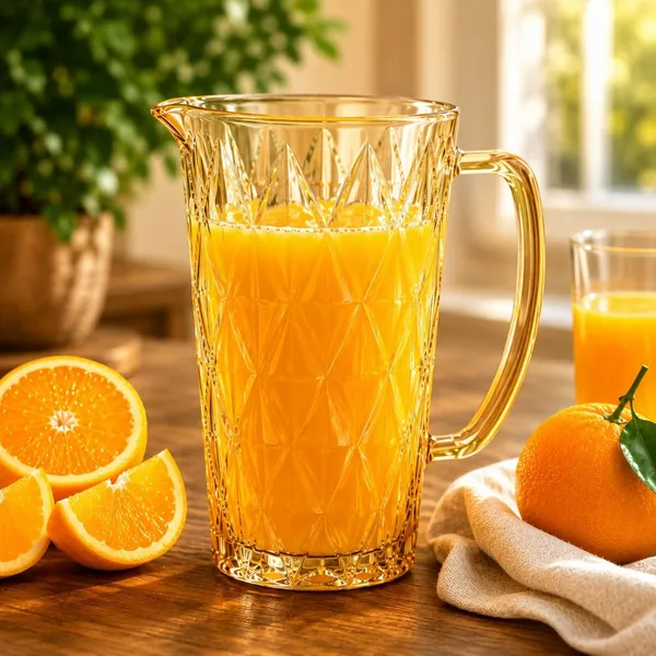Jarra Diamond Âmbar 1,2L Vidro Grosso Fina Elegante Resistente Mesa Posta Elegante Recepção Convidados Presente Ideal