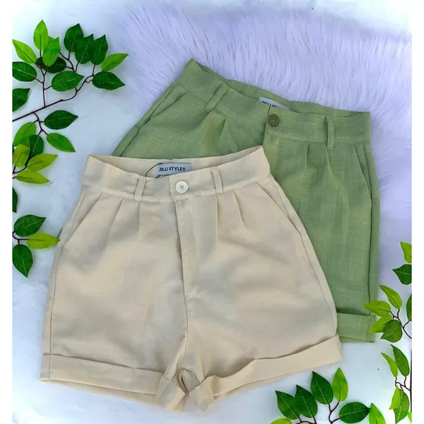 SHORT LINHO FORRADO FEMININO SHORT SOCIAL LINHO BARRA ITALIANA FORRADO DO PP AO G2