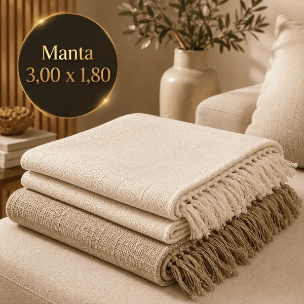Manta 3,00 x 1,80M Para Sofá King Luxo Gigante  100% Algodão Protetor Decoração