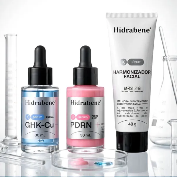 Kit Hidrabene 3 Séruns Faciais Harmonizador V-Shape + Shot PDRN + GHK-Cu Linha Coreana