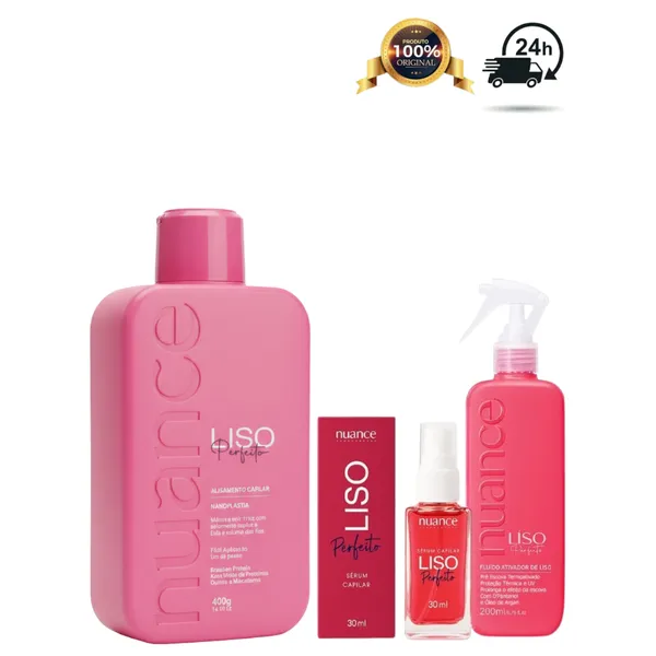 Kit Progressiva Orgânica Profissional Liso Perfeito 400g Nuance + Spray + Serum