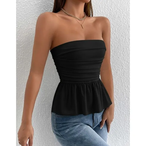 Blusa Feminina Peplum Tomara Que Caia Babados Moda Blogueira Verão