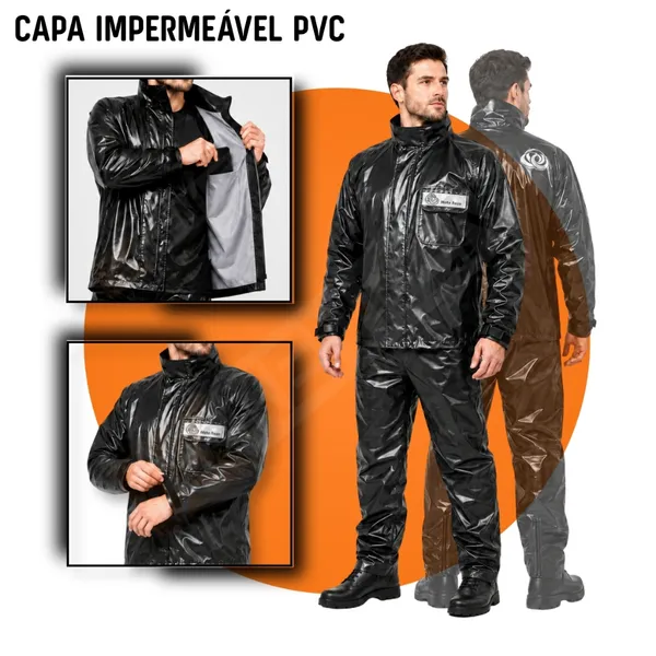 Capa de Chuva Conjunto Completo  Pvc Impermeável Para Motoqueiro Adulto