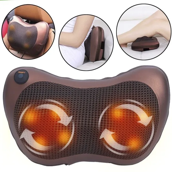 Massageador 8 Bolas Shiatsu Lombar Pescoço Veicular e Casa