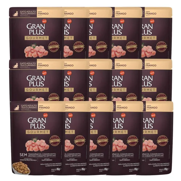 CAIXA 18UN RAÇÃO ÚMIDA GRANPLUS SACHE GATO TRATO URINÁRIO FRANGO 85G