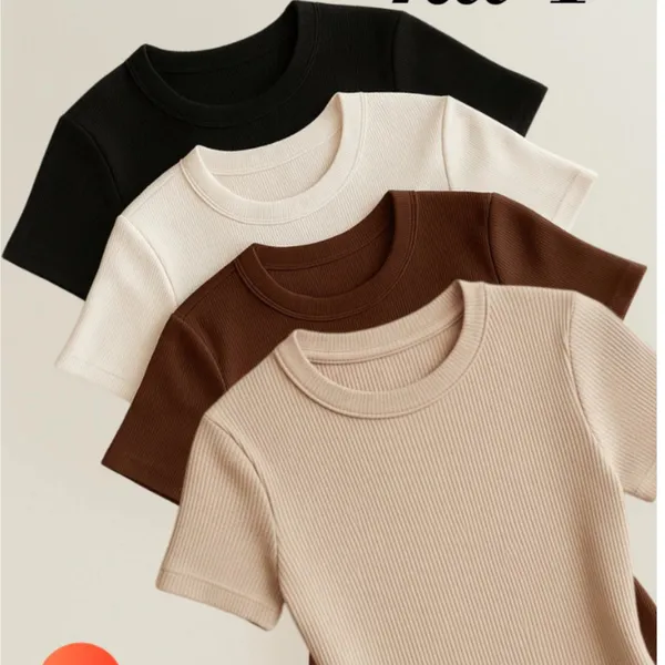 Kit 4 Blusas Feminina Ribana Canelado Básica Casual Estilosa Tendência Verão