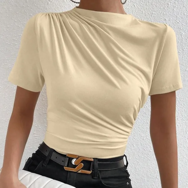 Camisa Feminina Slim Blusa Gola Alta Casual Elegante Social